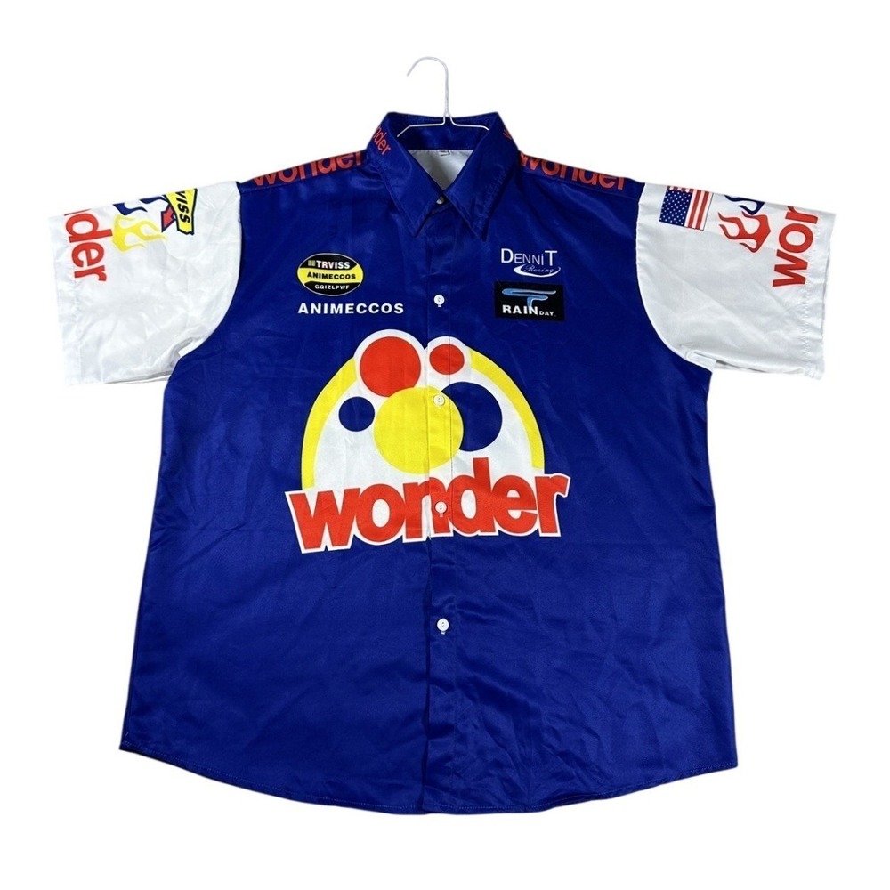 Talladega Nights‎ Ricky Bobby Wonder Bread Racing Shirt Mens 2XL Blue Pit Crew